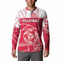 Custom Poland Volleyball Button Sweatshirt Halftone Dot Style