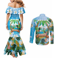 Toucan Belize Couples Matching Mermaid Dress and Long Sleeve Button Shirt Tropical Vibes DT05