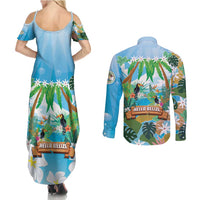 Toucan Belize Couples Matching Summer Maxi Dress and Long Sleeve Button Shirt Tropical Vibes DT05
