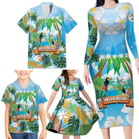 Toucan Belize Family Matching Long Sleeve Bodycon Dress and Hawaiian Shirt Tropical Vibes DT05