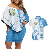 Guatemala Couples Matching Off Shoulder Short Dress and Hawaiian Shirt Quetzal Bird Guatemalan Soul DT05
