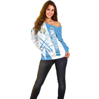 Guatemala Off Shoulder Sweater Quetzal Bird Guatemalan Soul DT05