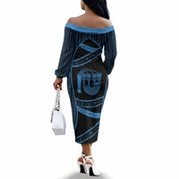 Egypt Menat Off The Shoulder Long Sleeve Dress Ancient Mythology Goddess Hathor Necklace