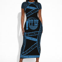 Egypt Menat Short Sleeve Bodycon Dress Ancient Mythology Goddess Hathor Necklace