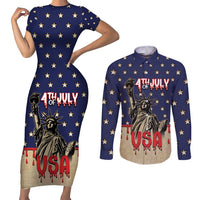 Personalized USA 4th Of July Couples Matching Short Sleeve Bodycon Dress and Long Sleeve Button Shirt We The People - Wonder Print Shop