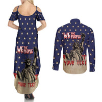 Personalized USA 4th Of July Couples Matching Summer Maxi Dress and Long Sleeve Button Shirt We The People - Wonder Print Shop