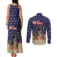 Personalized USA 4th Of July Couples Matching Tank Maxi Dress and Long Sleeve Button Shirt We The People - Wonder Print Shop