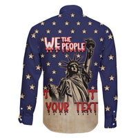 Personalized USA 4th Of July Family Matching Off The Shoulder Long Sleeve Dress and Hawaiian Shirt We The People - Wonder Print Shop