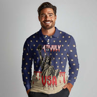 Personalized USA 4th Of July Long Sleeve Polo Shirt We The People - Wonder Print Shop