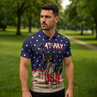 Personalized USA 4th Of July Zipper Polo Shirt We The People - Wonder Print Shop