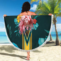 The Bahamas Beach Blanket The Flamingo Tropical Flowers - Wonder Print Shop