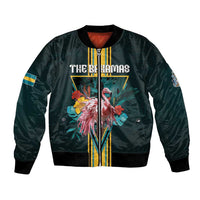 Personalized The Bahamas Bomber Jacket The Flamingo Tropical Flowers - Wonder Print Shop