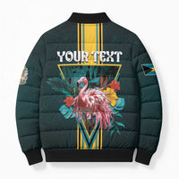 Personalized The Bahamas Bomber Puffer Jacket The Flamingo Tropical Flowers - Wonder Print Shop