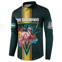 Personalized The Bahamas Button Sweatshirt The Flamingo Tropical Flowers - Wonder Print Shop