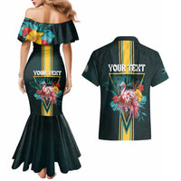 Personalized The Bahamas Couples Matching Mermaid Dress and Hawaiian Shirt The Flamingo Tropical Flowers - Wonder Print Shop
