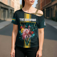 Personalized The Bahamas Cross Shoulder Shirt The Flamingo Tropical Flowers - Wonder Print Shop