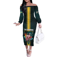 Personalized The Bahamas Family Matching Off The Shoulder Long Sleeve Dress and Hawaiian Shirt The Flamingo Tropical Flowers - Wonder Print Shop