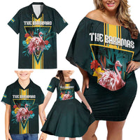 Personalized The Bahamas Family Matching Off Shoulder Short Dress and Hawaiian Shirt The Flamingo Tropical Flowers - Wonder Print Shop