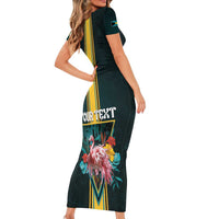 Personalized The Bahamas Family Matching Short Sleeve Bodycon Dress and Hawaiian Shirt The Flamingo Tropical Flowers - Wonder Print Shop