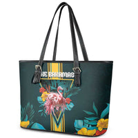 The Bahamas Leather Tote Bag The Flamingo Tropical Flowers - Wonder Print Shop