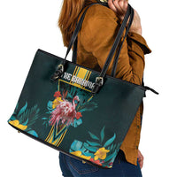 The Bahamas Leather Tote Bag The Flamingo Tropical Flowers - Wonder Print Shop
