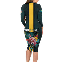 Personalized The Bahamas Long Sleeve Bodycon Dress The Flamingo Tropical Flowers - Wonder Print Shop