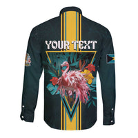 Personalized The Bahamas Long Sleeve Button Shirt The Flamingo Tropical Flowers - Wonder Print Shop