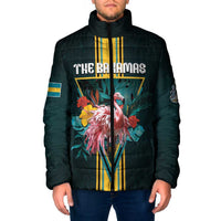 Personalized The Bahamas Padded Jacket The Flamingo Tropical Flowers - Wonder Print Shop