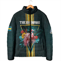Personalized The Bahamas Padded Jacket The Flamingo Tropical Flowers - Wonder Print Shop