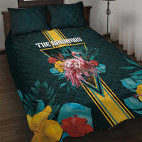 The Bahamas Quilt Bed Set The Flamingo Tropical Flowers - Wonder Print Shop