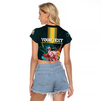 Personalized The Bahamas Raglan Cropped T Shirt The Flamingo Tropical Flowers - Wonder Print Shop