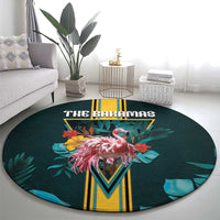 The Bahamas Round Carpet The Flamingo Tropical Flowers - Wonder Print Shop