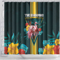 The Bahamas Shower Curtain The Flamingo Tropical Flowers - Wonder Print Shop