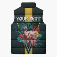 Personalized The Bahamas Sleeveless Puffer Jacket The Flamingo Tropical Flowers - Wonder Print Shop