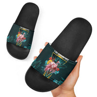 The Bahamas Slide Sandals The Flamingo Tropical Flowers - Wonder Print Shop