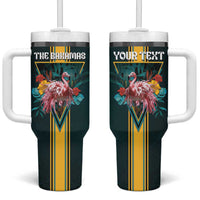 Personalized The Bahamas Tumbler With Handle The Flamingo Tropical Flowers - Wonder Print Shop