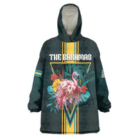 Personalized The Bahamas Wearable Blanket Hoodie The Flamingo Tropical Flowers - Wonder Print Shop