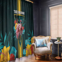 The Bahamas Window Curtain The Flamingo Tropical Flowers - Wonder Print Shop