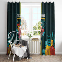 The Bahamas Window Curtain The Flamingo Tropical Flowers - Wonder Print Shop