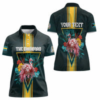 Personalized The Bahamas Women Polo Shirt The Flamingo Tropical Flowers - Wonder Print Shop