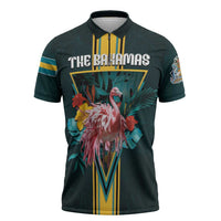 Personalized The Bahamas Zipper Polo Shirt The Flamingo Tropical Flowers - Wonder Print Shop