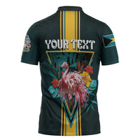 Personalized The Bahamas Zipper Polo Shirt The Flamingo Tropical Flowers - Wonder Print Shop