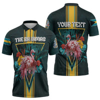 Personalized The Bahamas Zipper Polo Shirt The Flamingo Tropical Flowers - Wonder Print Shop