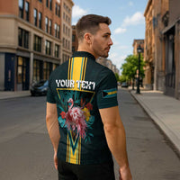 Personalized The Bahamas Zipper Polo Shirt The Flamingo Tropical Flowers - Wonder Print Shop