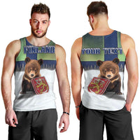 Personalized Finland Men Tank Top Brown Bear With Symbol Under The Aurora Sky - Wonder Print Shop