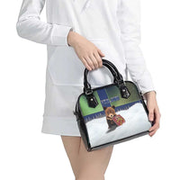 Finland Shoulder Handbag Brown Bear With Symbol Under The Aurora Sky - Wonder Print Shop