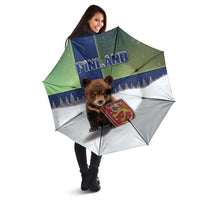 Finland Umbrella Brown Bear With Symbol Under The Aurora Sky - Wonder Print Shop