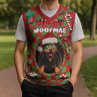 Rottweiler Christmas Knitted V-Neck Vest Merry Woofmas - Wonder Print Shop