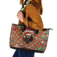 Rottweiler Christmas Leather Tote Bag Merry Woofmas - Wonder Print Shop