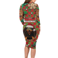Rottweiler Christmas Long Sleeve Bodycon Dress Merry Woofmas - Wonder Print Shop